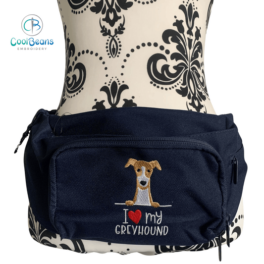 Dog Walking - I Love my Greyhound - Belt Bag / 4 Zip Bumbag