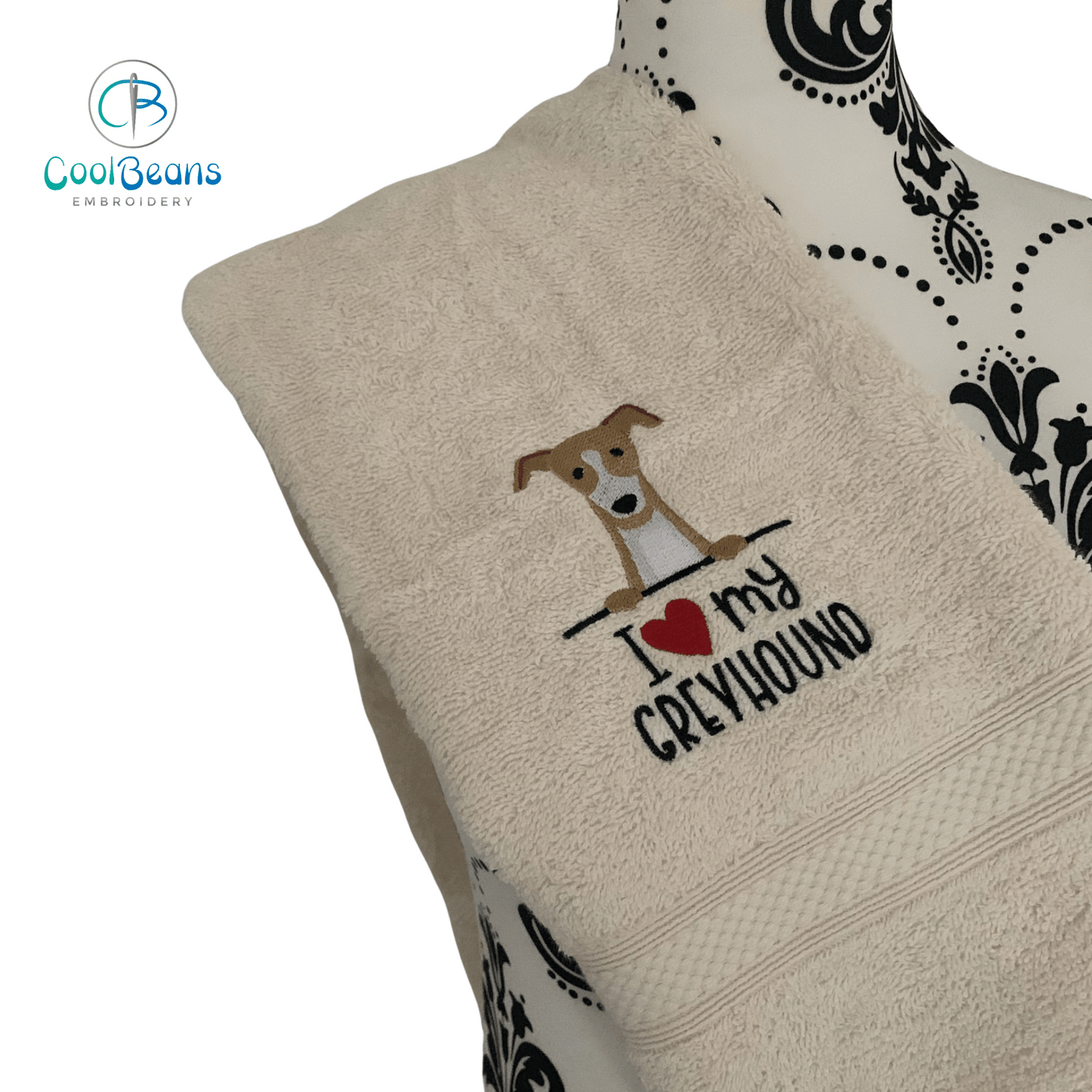 Dog Towels - I Love my Greyhound - Personalised