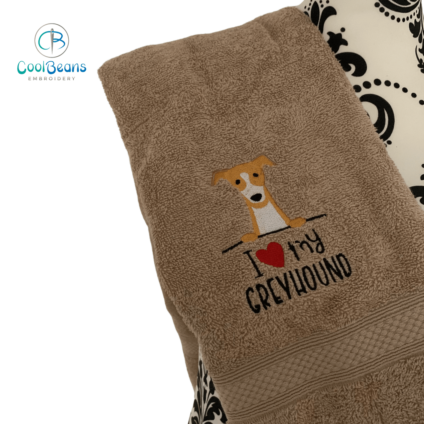 Dog Towels - I Love my Greyhound - Personalised