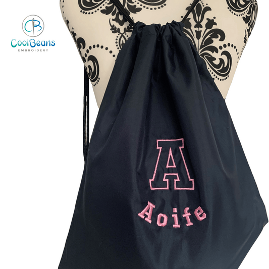 Initial Drawstring Gym Bag - Personalised - Cool Beans Embroidery & Personalisation