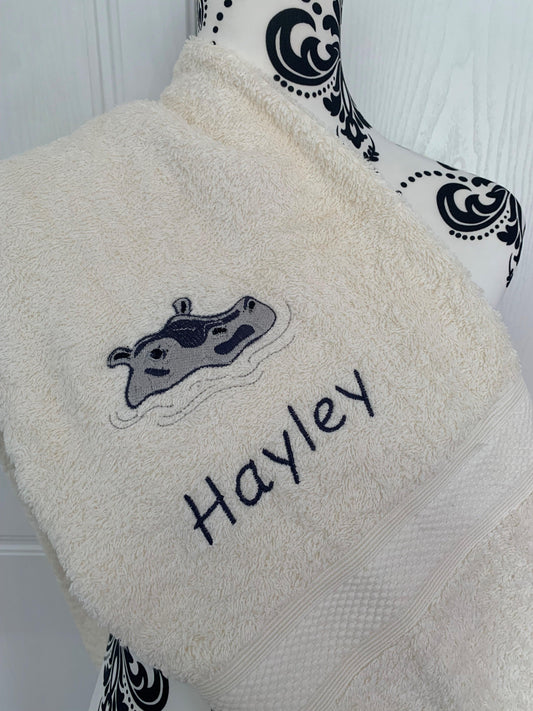 Hippo Head Towels - Personalised - Cool Beans Embroidery & Personalisation