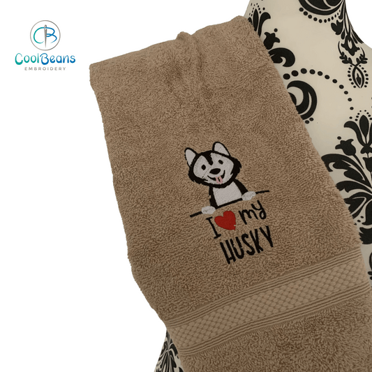 Dog Towels - I Love my Husky - Personalised