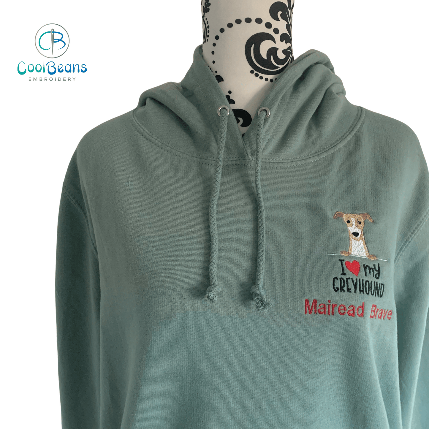 Greyhound Dog Embroidered Personalised Hoodie