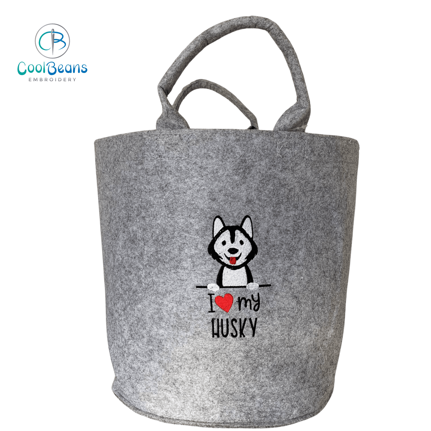 Husky Toy/Blanket Storage - Pet Felt Trug - Pet Storage Tub - Personalised