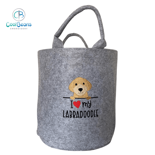 Labradoodle Toy/Blanket Storage - Pet Felt Trug - Pet Storage Tub - Personalised