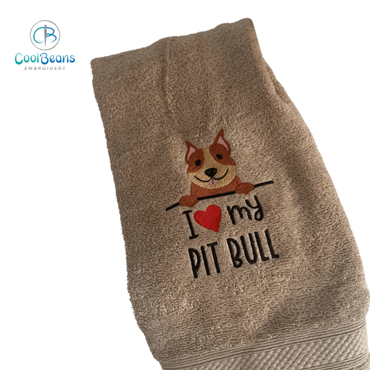 Dog Towels - I Love my Pit Bull - Personalised