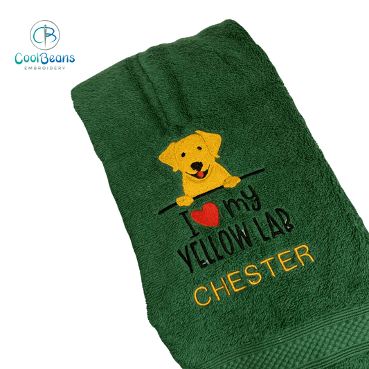 Dog Towels - Yellow Labrador - Personalised