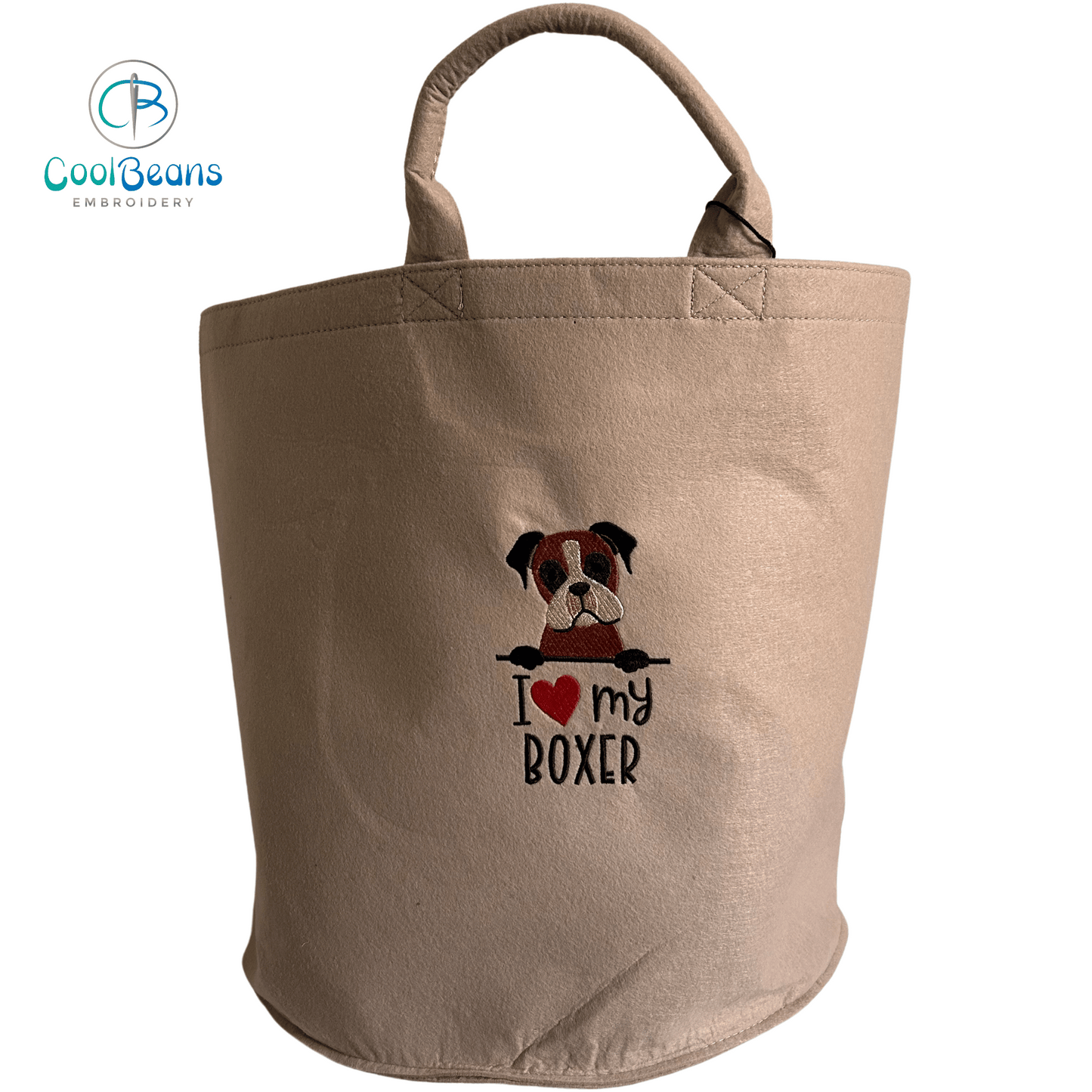 Boxer Dog Toy/Blanket Storage - Pet Felt Trug - Pet Storage Tub - Personalised