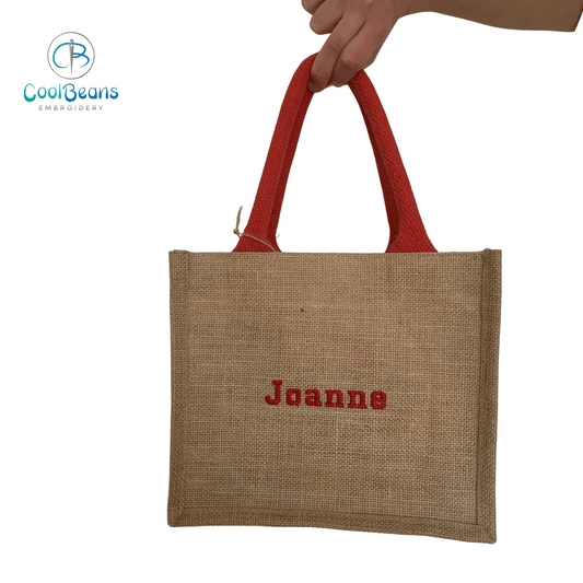 Name Jute Gift Bag - Personalised - Cool Beans Embroidery & Personalisation