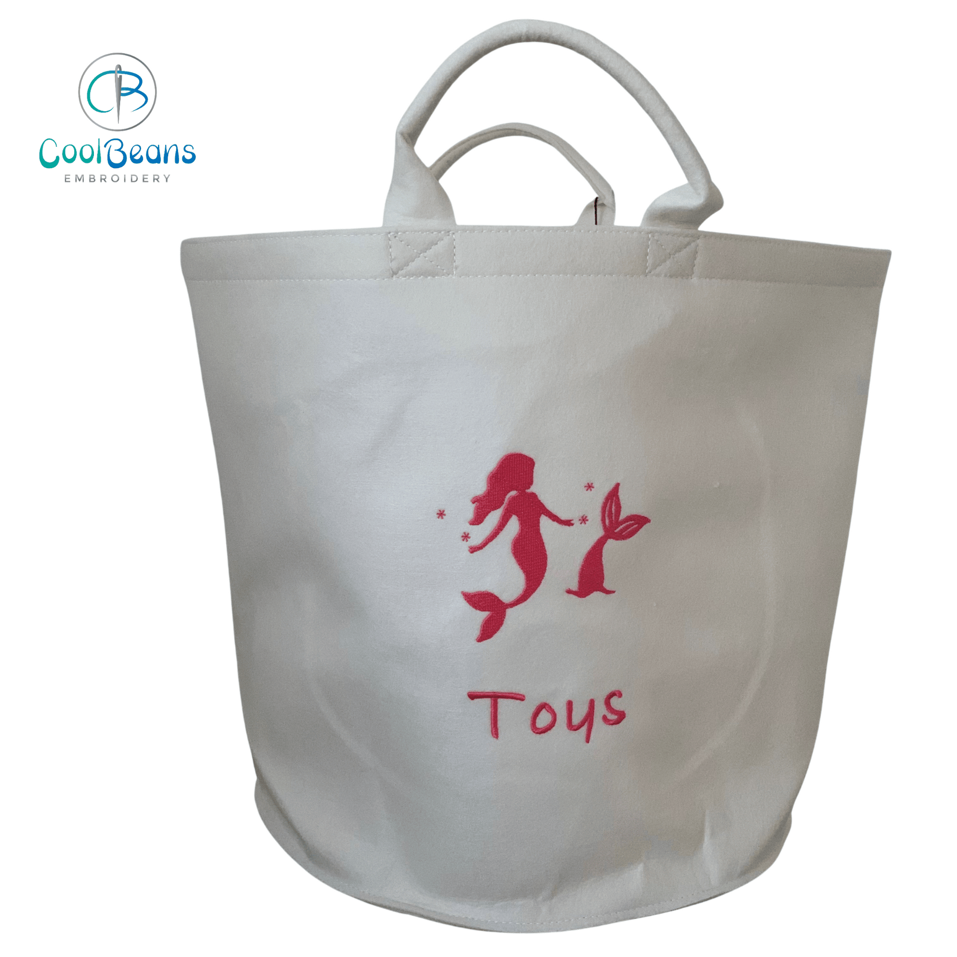 Mermaid Embroidered Personalised Felt Trug - White