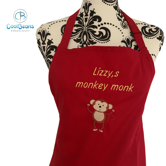 Apron - Monkey - Personalised - red