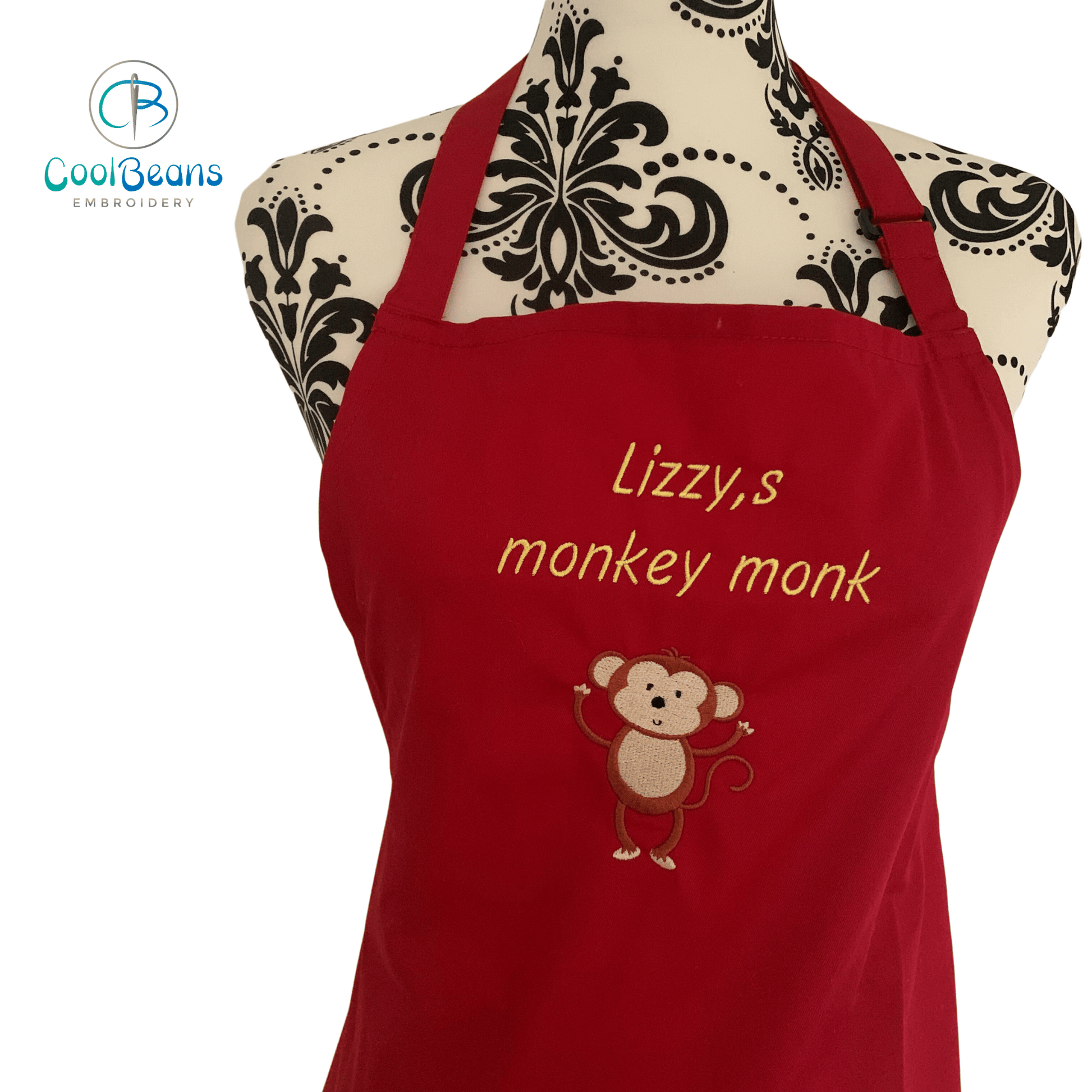 Apron - Monkey - Personalised - red