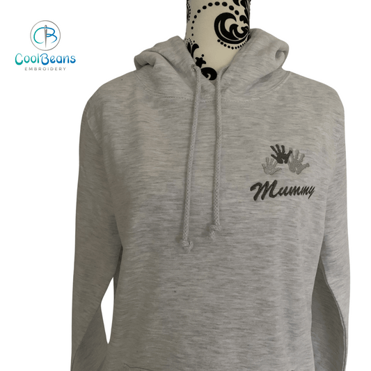Mummy - Childrens Handprints Embroidered Personalised Hoodie