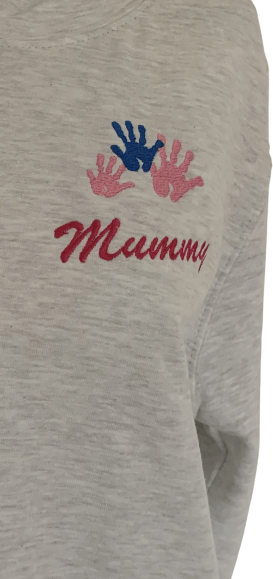 Mummy -  Childrens Handprints Embroidered Personalised Sweatshirt