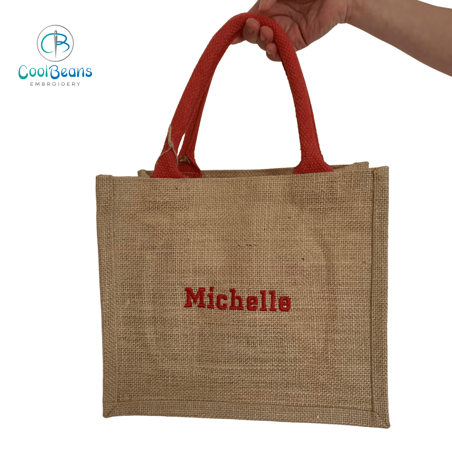 Name Jute Gift Bag - Personalised - Cool Beans Embroidery & Personalisation