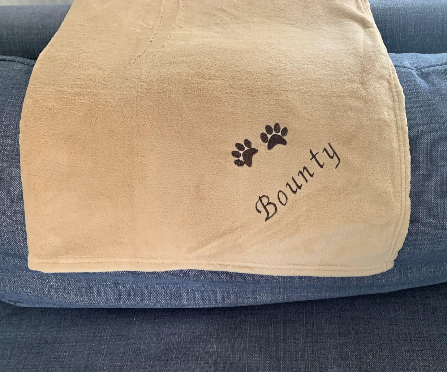 Pet Fleece Blanket - 2 Paw Prints - Personalised in Corner - Cool Beans Embroidery & Personalisation