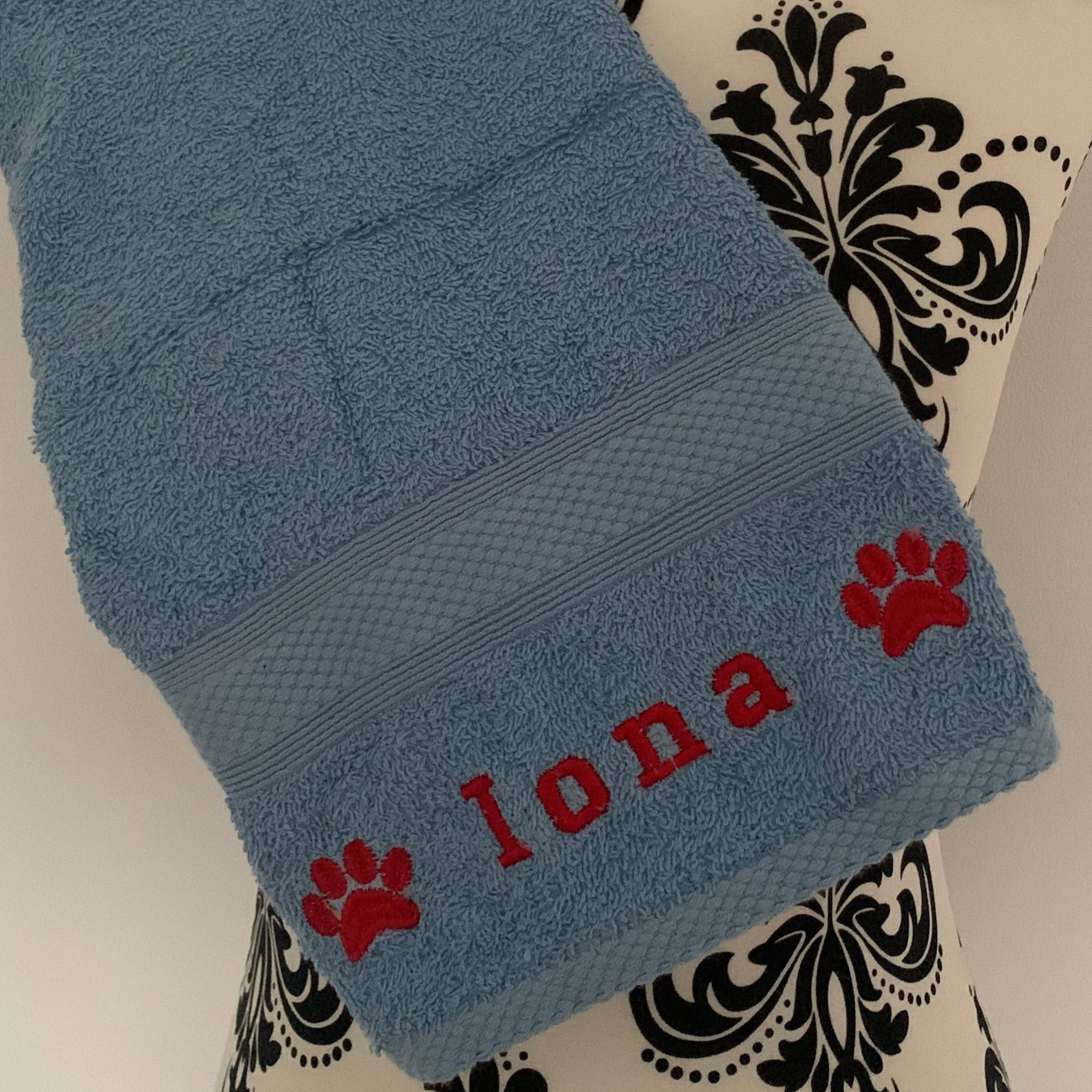 Dog Towels - Paws Side - Personalised - Font A - Cool Beans Embroidery & Personalisation