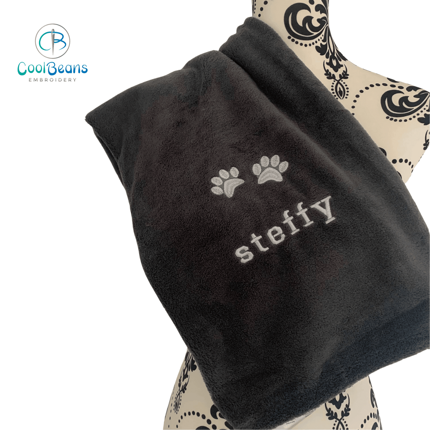 Pet Fleece Blanket - Paw Prints - Personalised - Cool Beans Embroidery & Personalisation