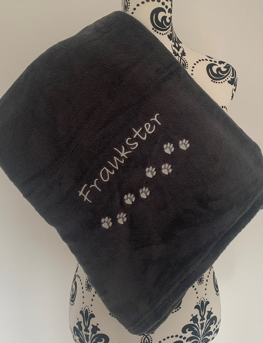 Pet Fleece Blanket - Mini Paws - Personalised - Cool Beans Embroidery & Personalisation