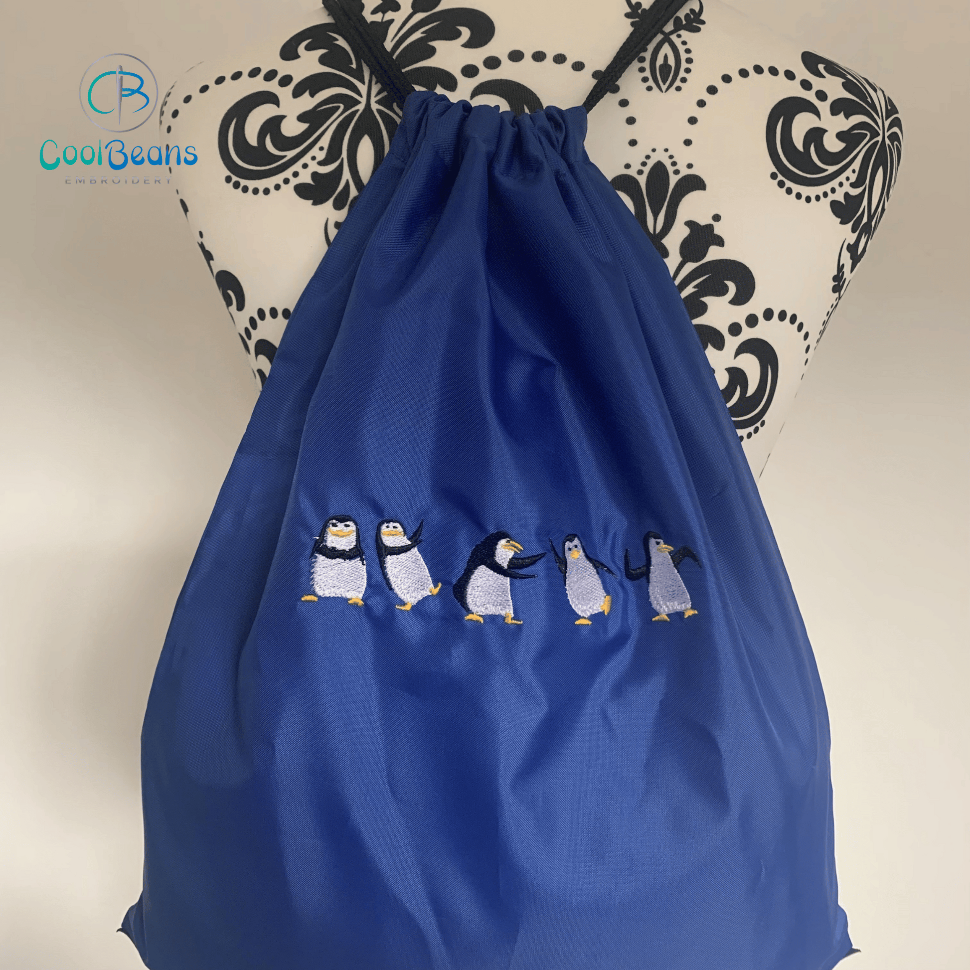 Penguins Dancing Drawstring Gym Bag - Personalised - Cool Beans Embroidery & Personalisation