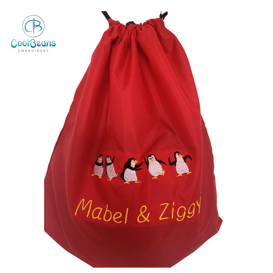 Penguins Dancing Drawstring Gym Bag - Personalised - Cool Beans Embroidery & Personalisation