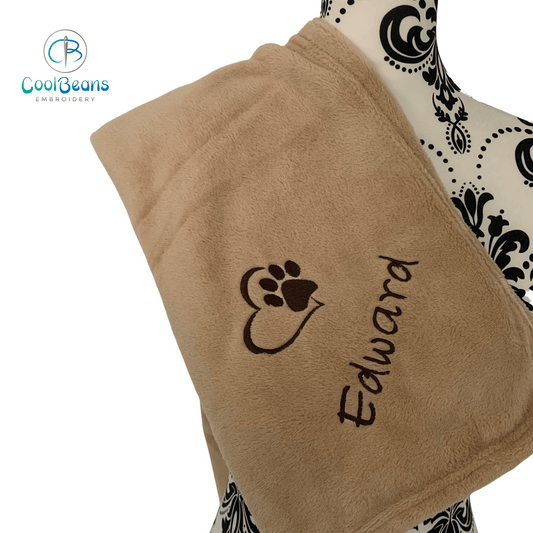 Pet Fleece Blanket - Heart & Paw - Personalised in Corner