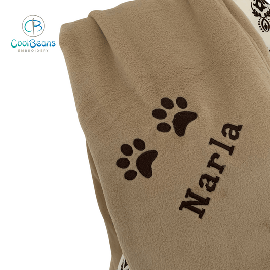 Pet Fleece Blanket A - 2 Paw Prints - Personalised in Corner