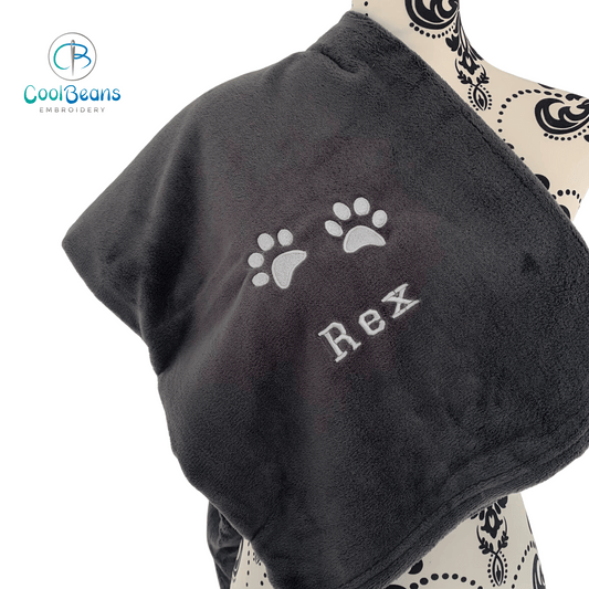 Pet Fleece Blanket - Paw Prints - Personalised - Dog / Cat