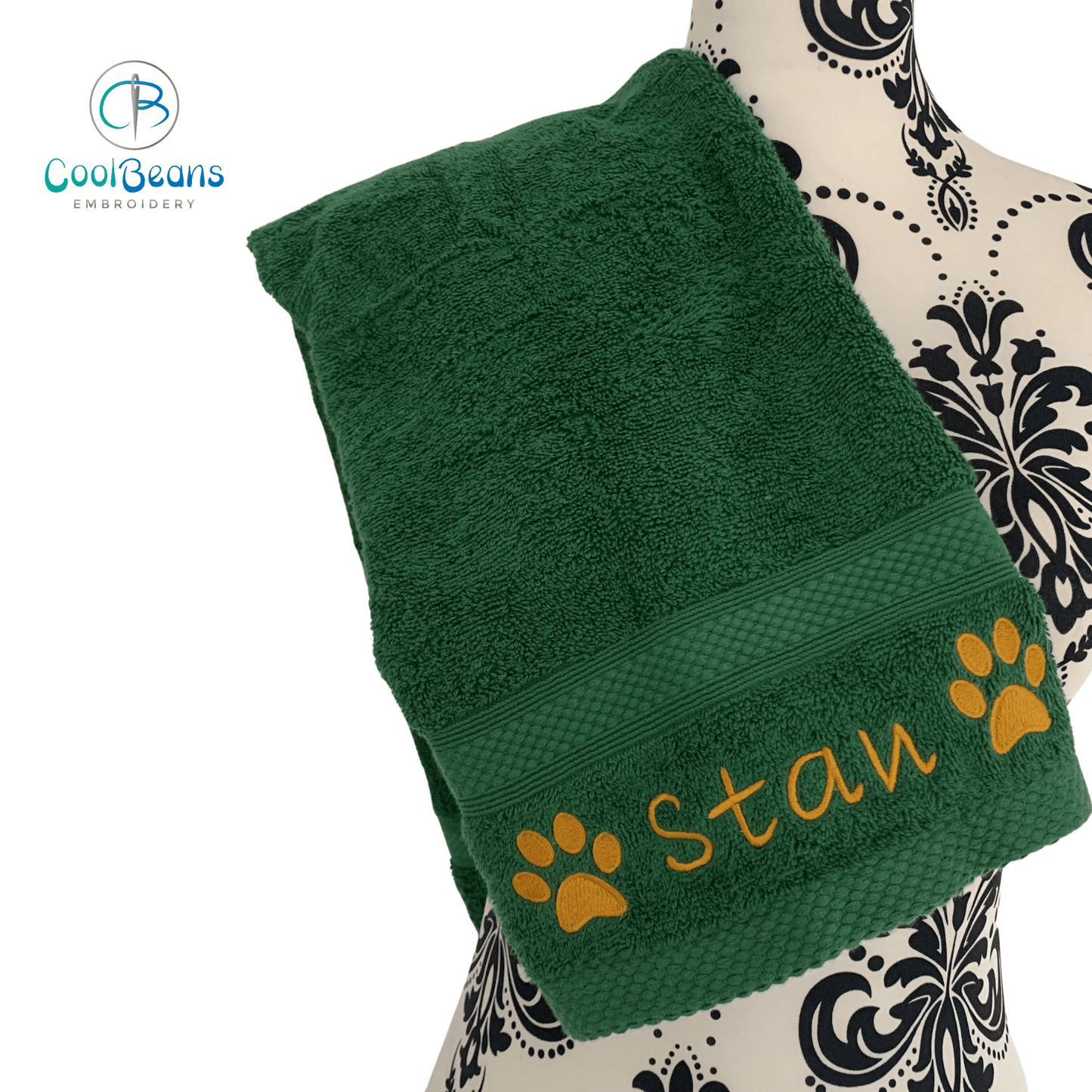 Dog Towels - Paws Side - Personalised - Font C - Cool Beans Embroidery & Personalisation