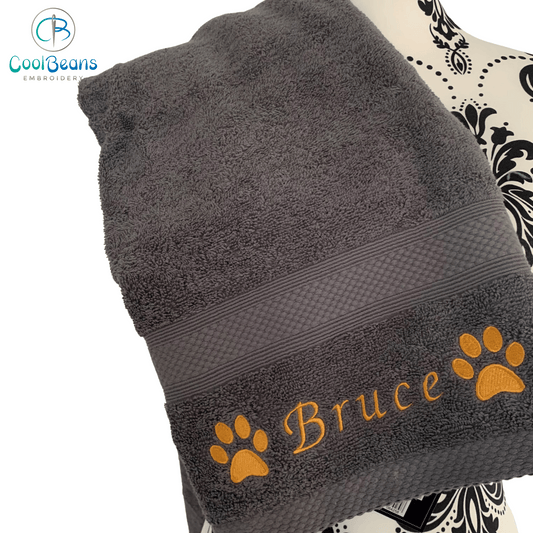 Dog Towels - Paws Side - Personalised - Font D