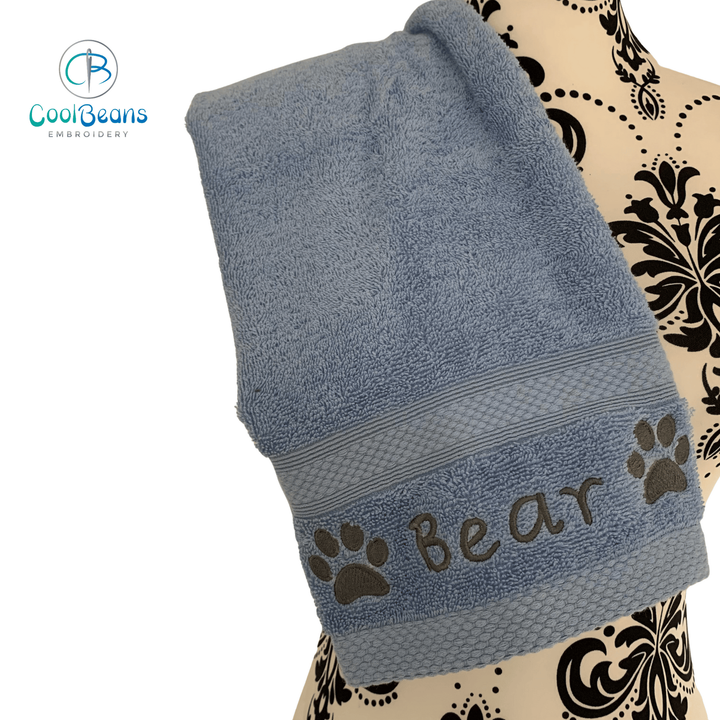 Dog Towels - Paws Side - Personalised - Font C - Cool Beans Embroidery & Personalisation