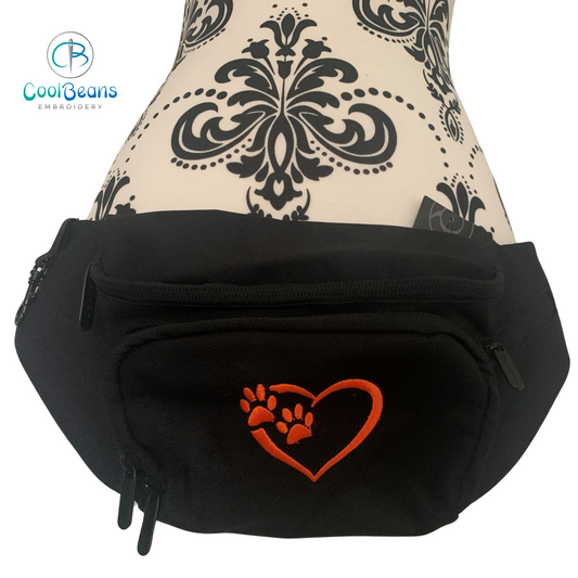 Dog Walking - Paws/Heart Belt Bag / 4 Zip Bumbag - Personalised