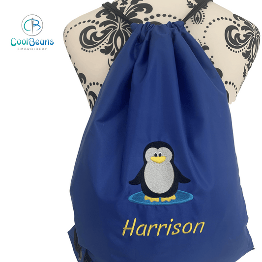Penguin Drawstring Gym Bag - Personalised - Cool Beans Embroidery & Personalisation