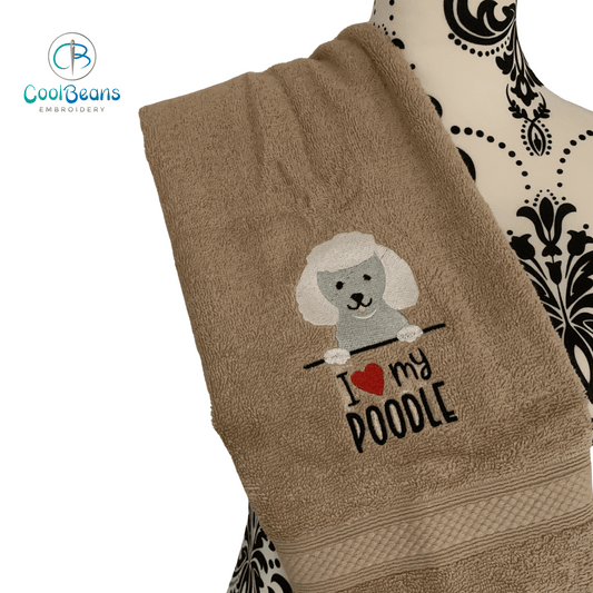 Dog Towels - I Love my Poodle - Personalised
