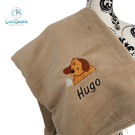 Pet Fleece Blanket - Puppy - Personalised - Camel