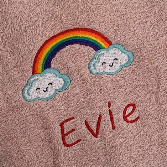 Baby Taggy Comforter - Rainbow Embroidered personalised.