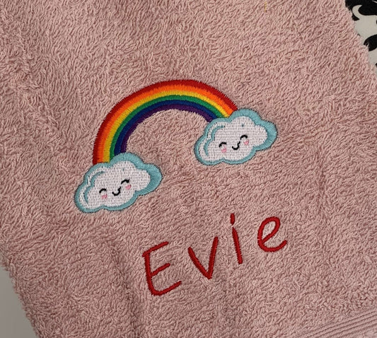 Rainbow Clouds Canvas Trug - Toy Storage Tub - Personalised - Cool Beans Embroidery & Personalisation