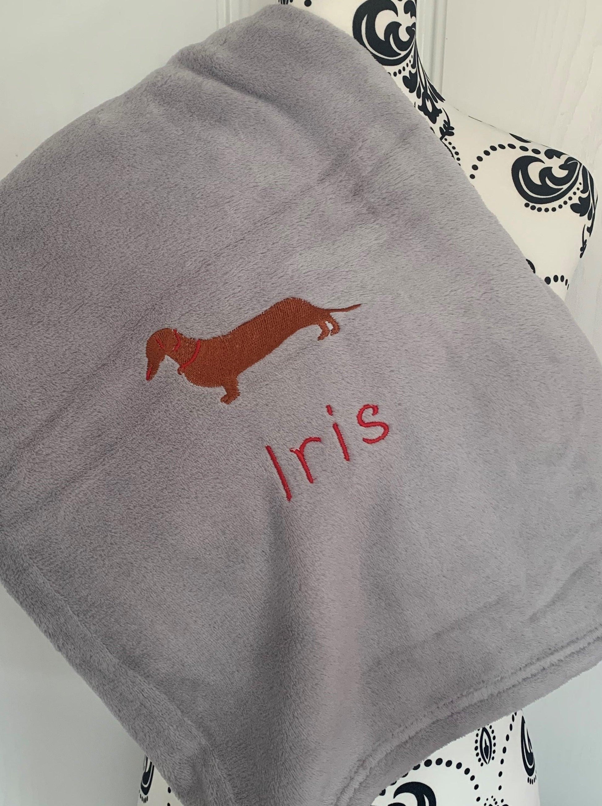 Pet Fleece Blanket - Dachshund - Personalised - Cool Beans Embroidery & Personalisation