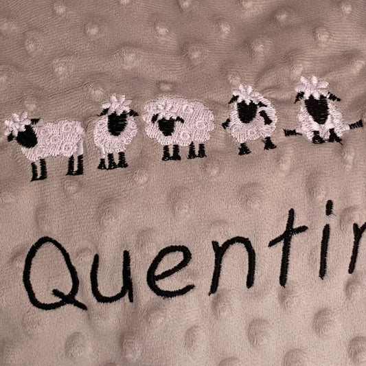 Sheep - Baby Bubble Taggy Blanket / Satin Comforter - Personalised - Cool Beans Embroidery & Personalisation