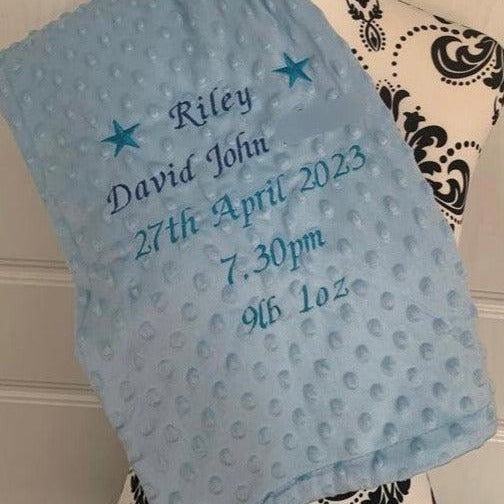 Baby Bubble Blanket Personalised Name DOB - Blue