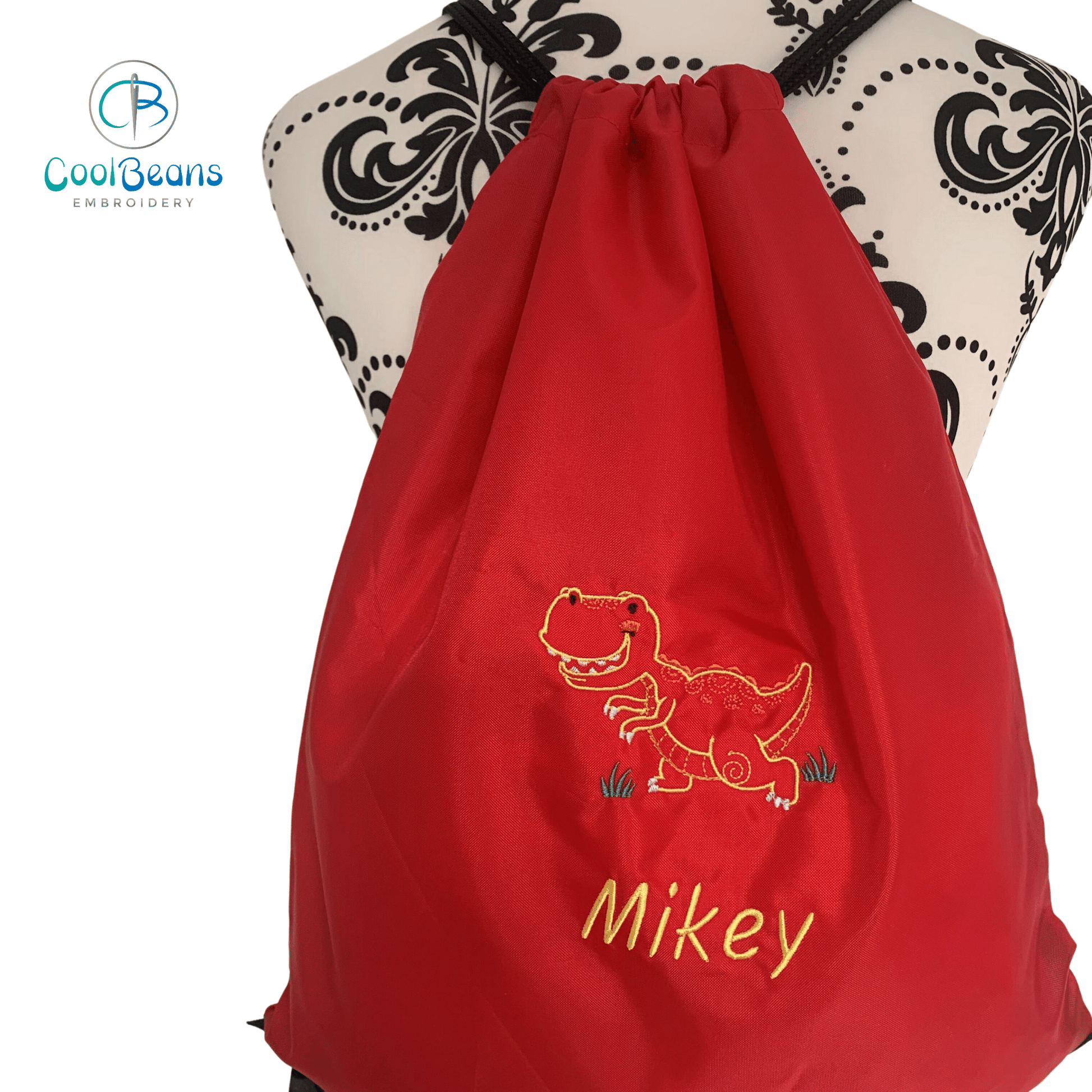 Dinosaur / T-Rex Drawstring Gym Bag - Personalised - Cool Beans Embroidery & Personalisation