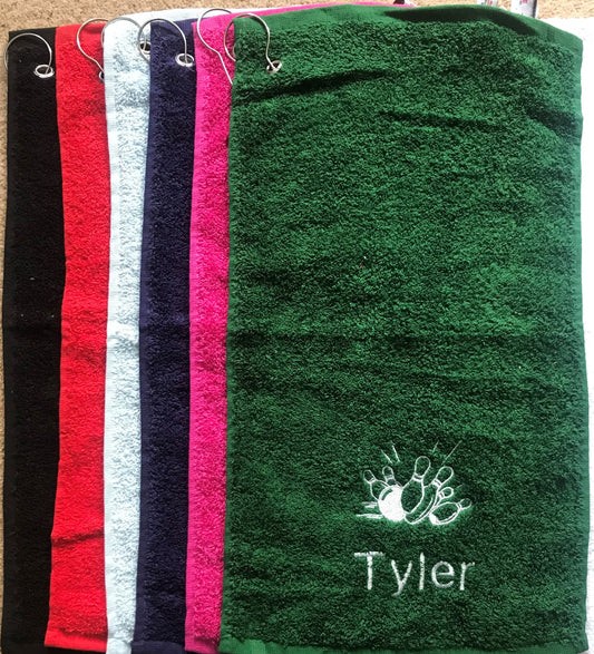 Skittles / Bowling Towel - Grommet & Hook - 550gsm - Personalised - Cool Beans Embroidery & Personalisation