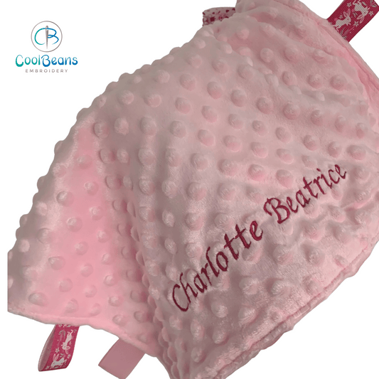 Personalised - Baby Taggy Bubble Blanket / Satin Comforter - Cool Beans Embroidery & Personalisation