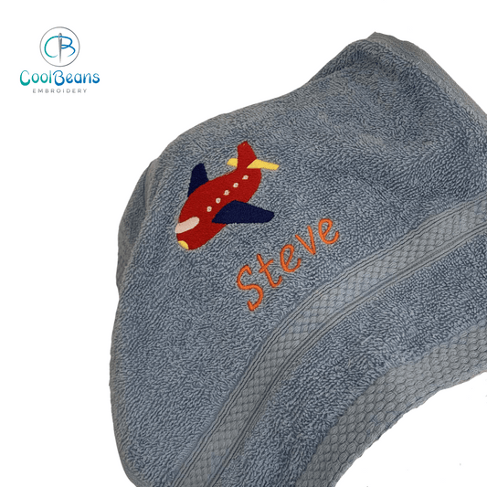 Toy Plane - Aeroplane Towels - Personalised - Cool Beans Embroidery & Personalisation