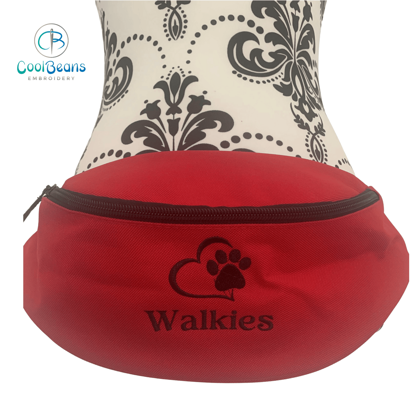 Dog Walking - Heart & Paw Belt Bag / Bumbag - Personalised - Cool Beans Embroidery & Personalisation