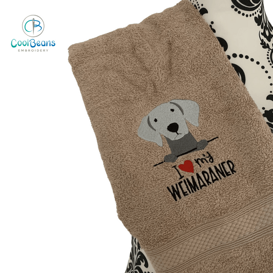 Dog Towels - I Love my Weimaraner - Personalised