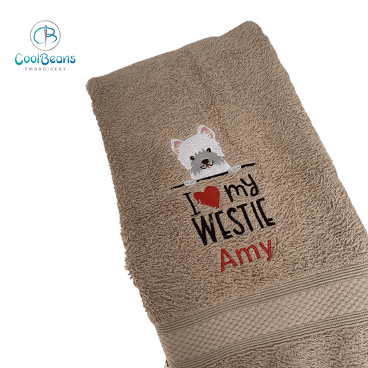 Dog Towels - Westie - Personalised - West Highland White Terrier