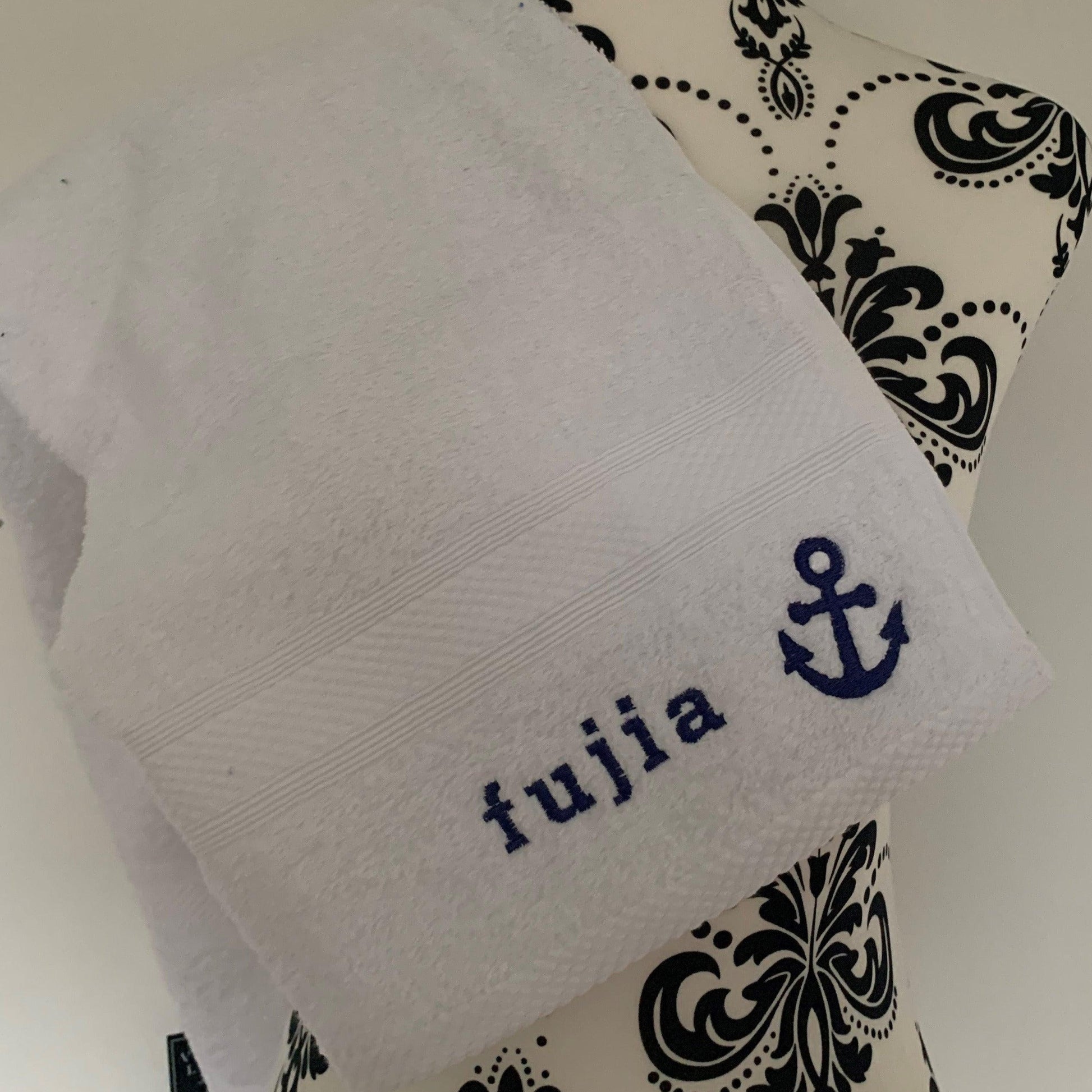 Anchor TOWEL - PERSONALISED - FLANNEL / HAND TOWEL / BATH TOWEL - Cool Beans Embroidery & Personalisation