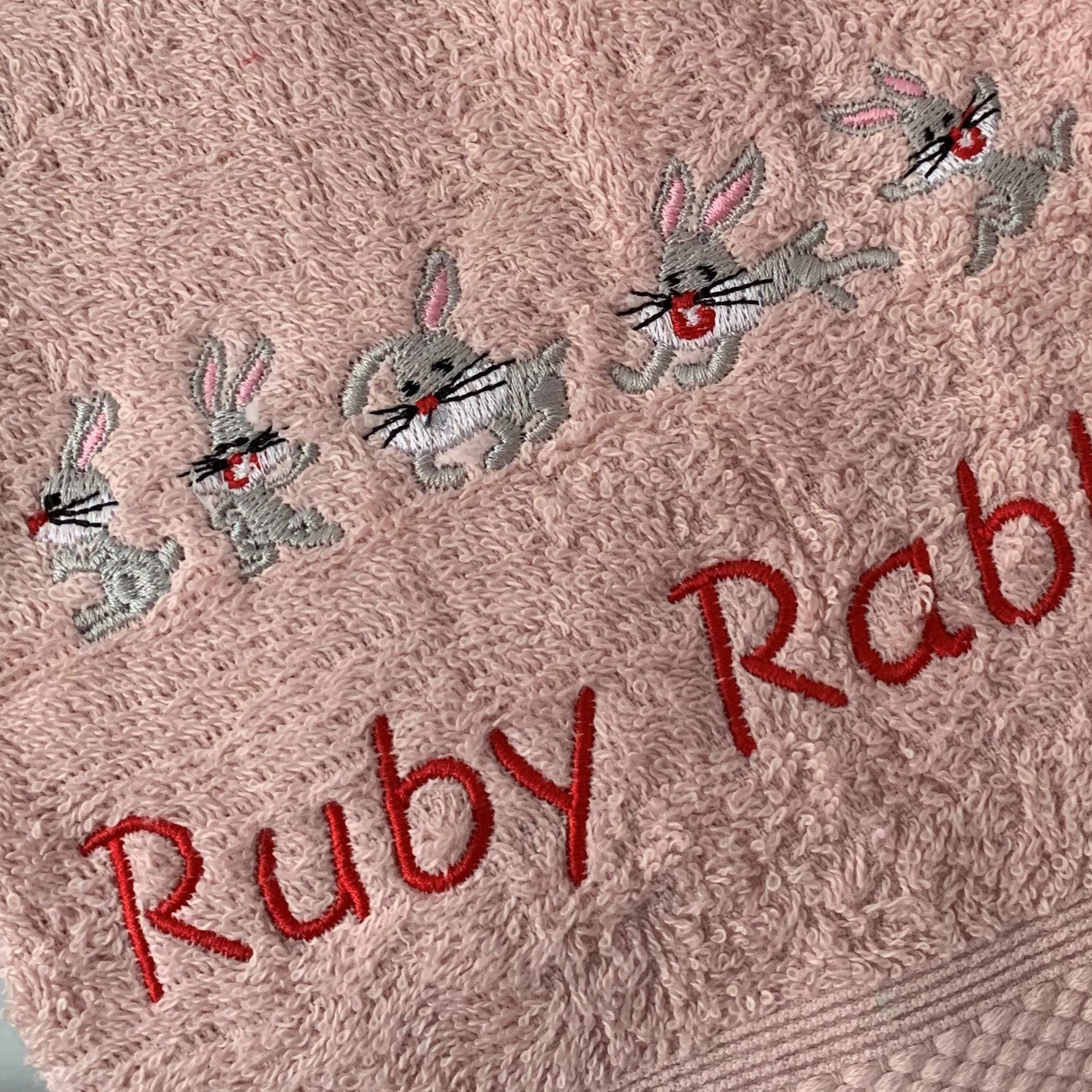 Bunny Rabbits - Baby Bubble Taggy Blanket / Satin Comforter - Personalised - Cool Beans Embroidery & Personalisation