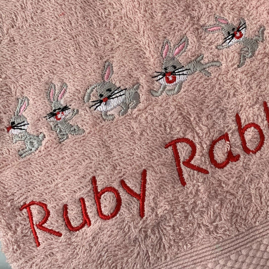 Bunny Rabbits - Baby Bubble Taggy Blanket / Satin Comforter - Personalised - Cool Beans Embroidery & Personalisation